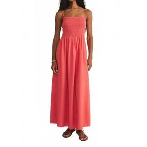 GAP Sz S Coral Maxi Smocked Bodice Dress Lightweight Relaxed Resort Spring Break